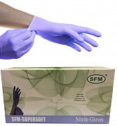 Перчатки SFM-Supersoft нитриловые нестерильные неопудренные смотровые р.M 200 шт. (100 пар) фиолетово-голубые Перчатки SFM-Supersoft нитриловые нестерильные неопудренные смотровые р.M 200 шт. (100 пар) фиолетово-голубые