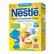 Nestle Каша мультизлаковая молочная с грушей и персиком с 6 мес. 250 г