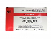 Меропенем-ДЕКО порошок для приготовления ратсвора для инъекций 1 г флакон 10 шт. Меропенем-ДЕКО