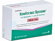 Комбоглиз Пролонг таблетки с модифицированным высвобождением покрытые пленочной оболочкой 1000 мг+5 мг 28 шт. Комбоглиз Пролонг