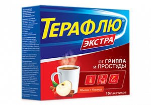 ТераФлю Экстра порошок для приготовления раствора для приема внутрь пакетики 10 шт. Яблоко и корица