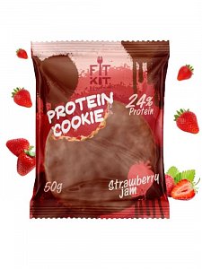 Протеиновое шоколадное печенье 50г клубника FIT KIT