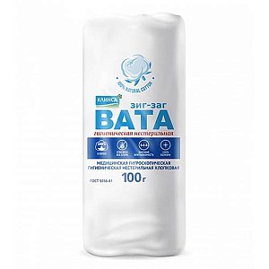 Вата нестерильная гигиеническая зиг-заг 100г Клинса