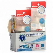 Pigeon Набор бутылочек + Щеточка для мытья сосок 156581 2 шт. 160 мл + 240 мл