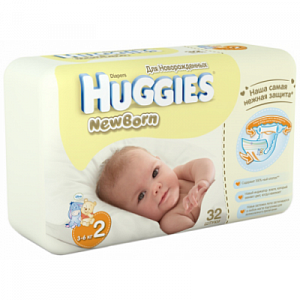 Huggies Подгузники Newborn 3-6 кг 32 шт.