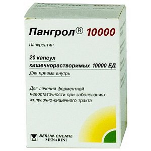 Пангрол 10000 капсулы кишечнорастворимые 10000 ЕД 20 шт.