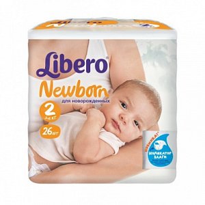 Libero Подгузники baby NewBorn Mini 3-6 кг 26 шт.