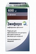 Зинфоро порошок для приготовления концентрата для раствора для инфузий 600 мг флакон 10 шт.
