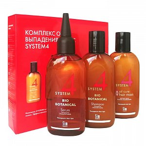 System 4 Комплекс от выпадения волос 3 мини-средства по 100 мл: Терапевтическая маска О,Био-Ботанический шампунь и сыворотка
