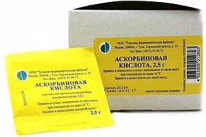 Аскорбиновая кислота порошок для приготовления раствора для приема внутрь пакетики 2,5 г 50 шт. Тульская ФФ
