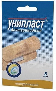 Лейкопластырь бактерицидный 1,9 см x 7,2 см 8 шт. Унипласт