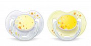Avent SCF176 18 Пустышка Classic силиконовая Ночная гол. жел. 2 шт. 0-6 мес.
