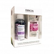 Vichy Промо набор Dercos Nutrients Vitamin Шампунь 100 мл+ подарок Резинка-браслет 3 шт.