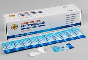 Лейкопластырь бактерицидный 2,5 см х 7,2 см прозрачный на полимерной основе Leiko