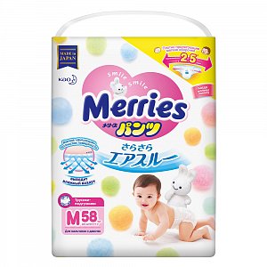 Merries Подгузники-трусики р.M 6-11 кг 58 шт.