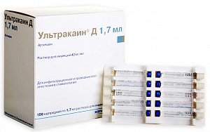 Ультракаин Д раствор для инъекций картридж 1,7 мл 100 шт.