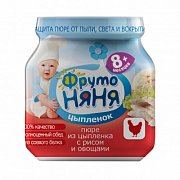 ФрутоНяня Пюре Цыпленок с овощами и рисом с 8 мес. 100 г