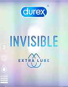 Durex Презервативы Invisible Extra Lube 3 шт. из натурального латекса ультратонкие Durex Презервативы Invisible Extra Lube 3 шт. из натурального латекса ультратонкие