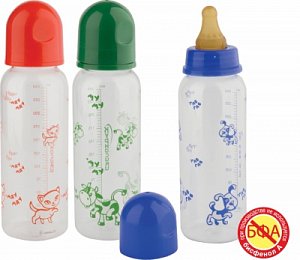 Курносики Бутылочка с латексной соской 0+ 250 мл