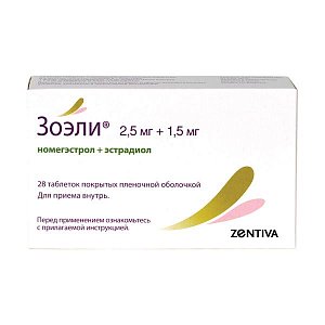 Зоэли таблетки покрытые пленочной оболочкой 2,5 мг+1,5 мг 28 шт.