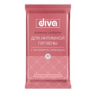 Diva Салфетки влажные для интимной гигиены Календула 20 шт.