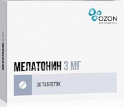 Мелатонин таблетки покрытые пленочной оболочкой 3 мг 30 шт. Озон