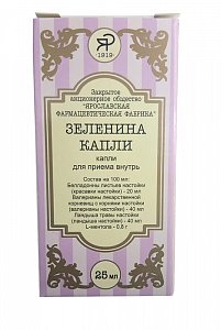 Зеленина капли для приема внутрь 25 мл Ярославская ФФ