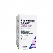 Вориконазол Сандоз лиофилизат для приготовления концентрата для приготовления раствора для инфузий 200 мг флакон 1 шт. Вориконазол Сандоз