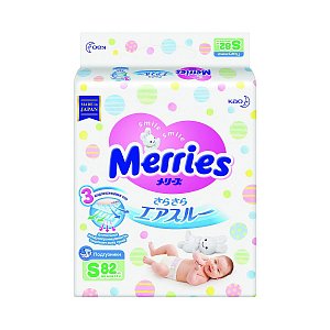 Merries Подгузники р.S 4-8 кг 82 шт.
