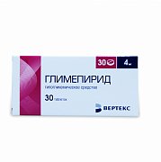 Глимепирид таблетки 4 мг 30 шт. Глимепирид таблетки 4 мг 30 шт.