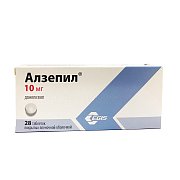 Алзепил таблетки покрытые пленочной оболочокой 10 мг 28 шт. Алзепил таблетки покрытые пленочной оболочокой 10 мг 28 шт.