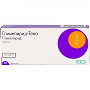 Глимепирид-Тева таблетки 3 мг 30 шт. Глимепирид-Тева таблетки 3 мг 30 шт.