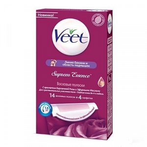 Veet Полоски воск для бикини бархатная роза 14 шт.