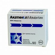 Акатинол Мемантин таблетки таблетки покрытые пленочной оболочкой 10 мг 90 шт. Акатинол Мемантин таблетки таблетки покрытые пленочной оболочкой 10 мг 90 шт.