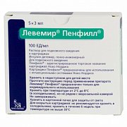 Левемир Пенфилл раствор для подкожного введения 100 ЕД мл картридж 3 мл 5 шт. Левемир Пенфилл раствор для подкожного введения 100 ЕД мл картридж 3 мл 5 шт.
