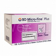 Иглы Micro-Fine+ 31G 0,25х5 мм 100 шт. Иглы Micro-Fine+ 31G 0,25х5 мм 100 шт.
