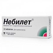 Небилет таблетки 5 мг 14 шт. Небилет таблетки 5 мг 14 шт.