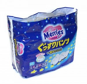 Merries Подгузники-трусики ночные 12-22 кг 21 шт.