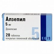 Алзепил таблетки покрытые пленочной оболочокой 5 мг 28 шт. Алзепил таблетки покрытые пленочной оболочокой 5 мг 28 шт.