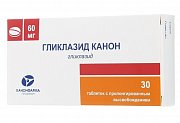 Гликлазид Канон таблетки с пролонгированным высвобождением 60 мг 30 шт. Гликлазид Канон таблетки с пролонгированным высвобождением 60 мг 30 шт.