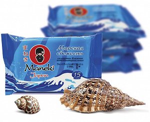 Maneki Влажные салфетки Kaiteki антибактериальные Морская свежесть 15 шт.