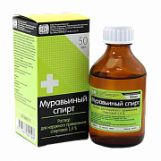 Муравьиный спирт раствор для наружного применения спиртовой 1,4% флакон 50 мл Муравьиный спирт раствор для наружного применения спиртовой 1,4% флакон 50 мл