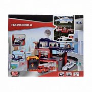 Технопарк Парковка со спуском Вертолет и 2 машинки 33558-R