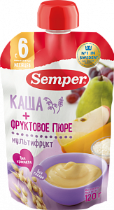 Semper Пюре Мультифруктовое с кашей с 6 мес. 120 г
