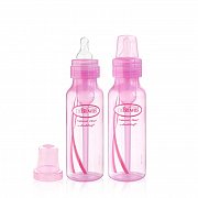 Dr Brown`s Набор из 2-х стандартных бутылочек розовая, полипропилен 250 мл 2 шт.