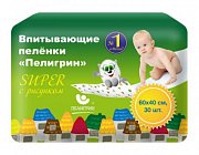 Пелигрин Пеленки детские Super впитывающие 40х60 см, 30 шт Пелигрин Пеленки детские Super впитывающие 40х60 см, 30 шт