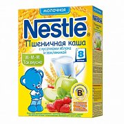 Nestle Каша пшеничная молочная с кусочками яблока и земляникой с 8 мес. 250 г