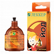 Йод раствор спиртовой 5% 20 мл с кистью Леккер