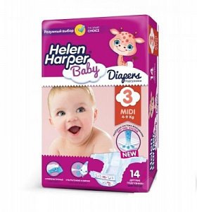 Helen Harper Подгузники Baby Midi 4-9 кг 14 шт.
