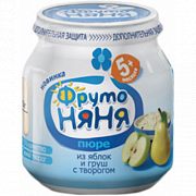 ФрутоНяня Пюре Яблоко с грушей и творогом с 6 мес. 100 г
